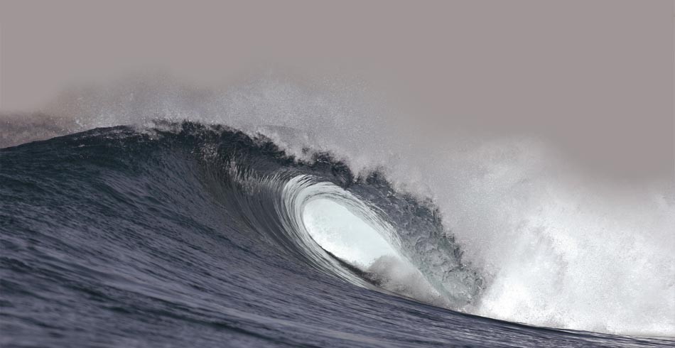 Enormous wave crashes at sea (california)