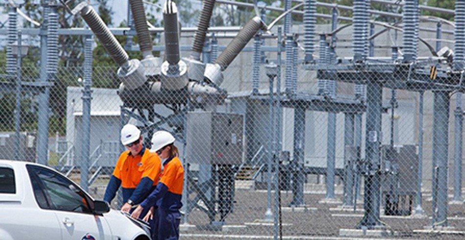 Powerlink workers at substation