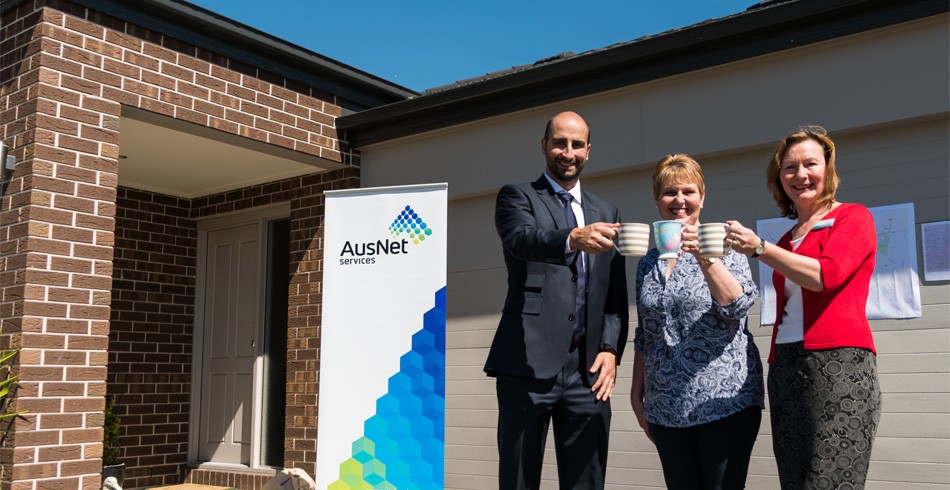 Elias Raffoul, Sue Clissold and Cr Carol McGregor enjoy the first cup of tea in Winchelsea made with natural gas.