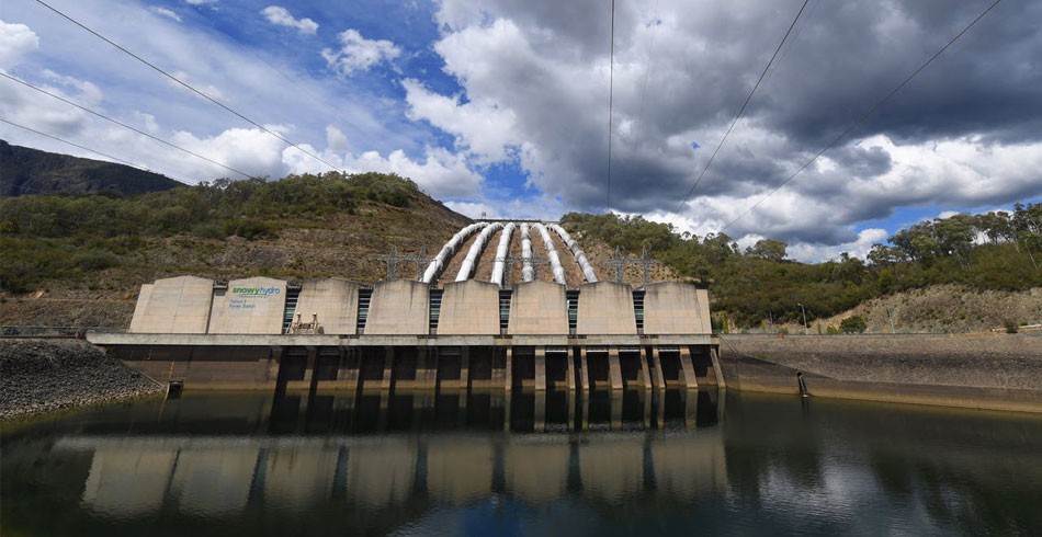 Water flows through the gates at the Snowy Hydro 2.0 site