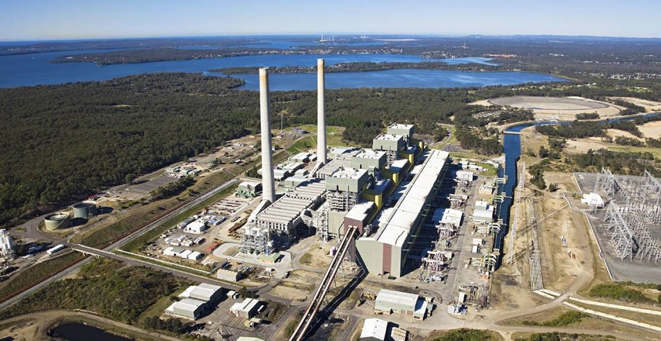 Aerial image of Origin Energy's Eraring Power Station (fire)