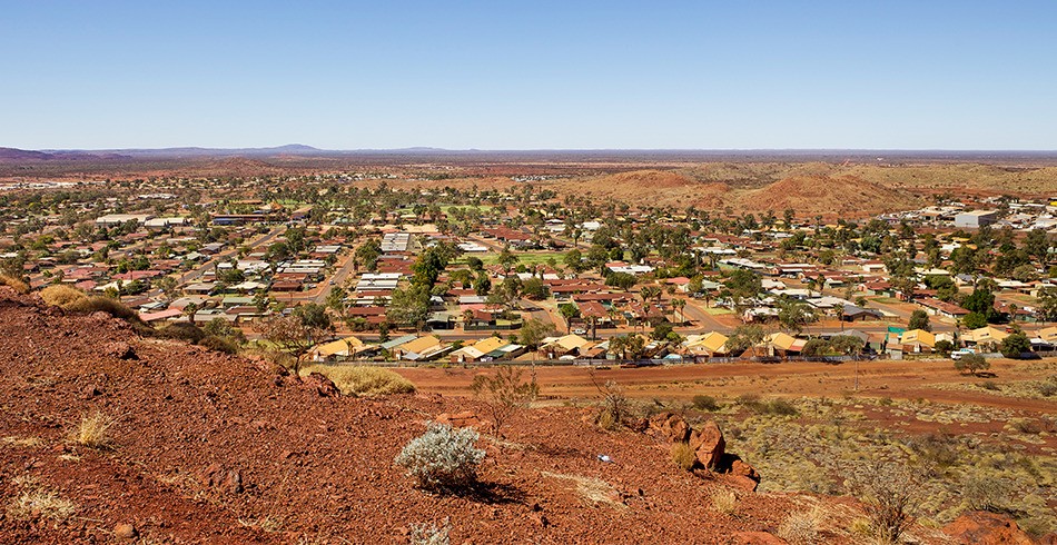 Regional town of Newman in WA's Pilbara region (rio tinto)