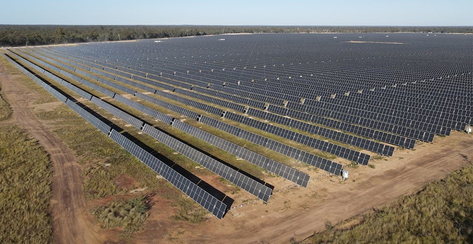 Aerial shot of Neoen's Western Downs Solar Farm (largest wind farm)