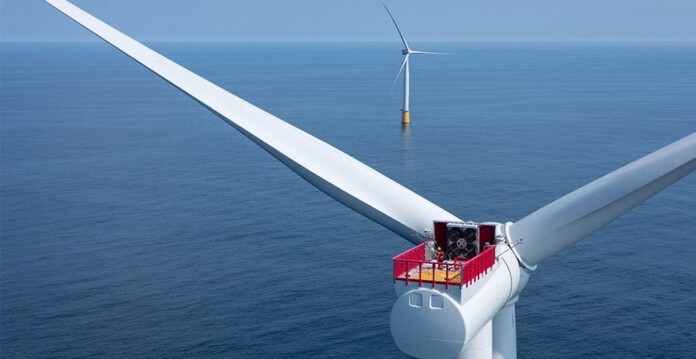 Two offshore wind turbines in the North Sea (world's largest)