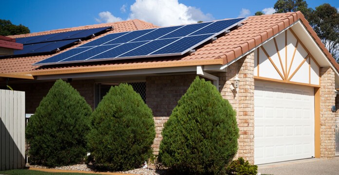 Rooftop solar system on tiled roof of Australian home (solar record)