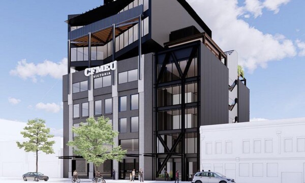 Artist's impression of the new CFMEU building in Melbourne featuring solar glass by ClearVue Technologies